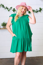 Load image into Gallery viewer, Green Yoke Poplin Woven Dress
