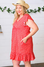 Load image into Gallery viewer, Cherry Red Ditzy Floral Babydoll Midi Dress
