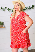 Load image into Gallery viewer, Cherry Red Ditzy Floral Babydoll Midi Dress
