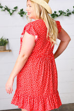 Load image into Gallery viewer, Cherry Red Ditzy Floral Babydoll Midi Dress
