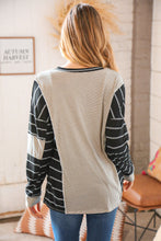 Load image into Gallery viewer, Black Stripe Color Block Henry Neck Top
