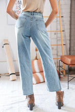 Load image into Gallery viewer, Cotton Washed High Waist Ripped Patchwork Straight Leg Jeans
