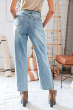 Load image into Gallery viewer, Cotton Washed High Waist Ripped Patchwork Straight Leg Jeans
