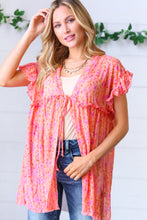 Load image into Gallery viewer, Peach &amp; Lavender Floral Sheer Tie Top
