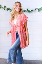 Load image into Gallery viewer, Peach &amp; Lavender Floral Sheer Tie Top
