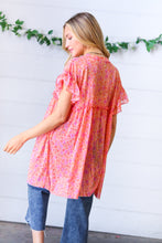 Load image into Gallery viewer, Peach &amp; Lavender Floral Sheer Tie Top
