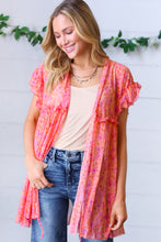 Load image into Gallery viewer, Peach &amp; Lavender Floral Sheer Tie Top
