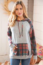 Load image into Gallery viewer, Brushed Hacci Plaid Kangaroo Pocket Hoodie
