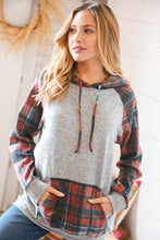 Load image into Gallery viewer, Brushed Hacci Plaid Kangaroo Pocket Hoodie
