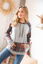 Load image into Gallery viewer, Brushed Hacci Plaid Kangaroo Pocket Hoodie
