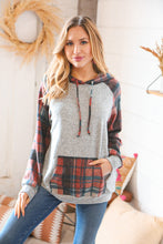 Load image into Gallery viewer, Brushed Hacci Plaid Kangaroo Pocket Hoodie
