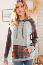 Load image into Gallery viewer, Brushed Hacci Plaid Kangaroo Pocket Hoodie
