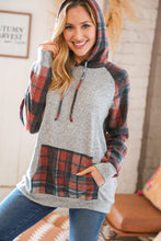 Load image into Gallery viewer, Brushed Hacci Plaid Kangaroo Pocket Hoodie
