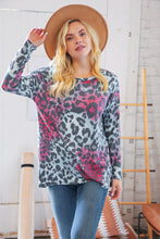 Load image into Gallery viewer, Berry Mint Leopard Hacci Long Sleeve Pullover
