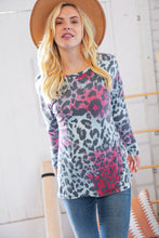 Load image into Gallery viewer, Berry Mint Leopard Hacci Long Sleeve Pullover
