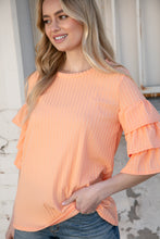 Load image into Gallery viewer, Apricot Round Neck Vertical Textured Pointelle Top
