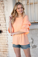 Load image into Gallery viewer, Apricot Round Neck Vertical Textured Pointelle Top
