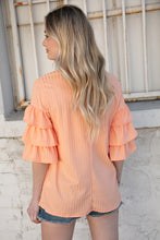 Load image into Gallery viewer, Apricot Round Neck Vertical Textured Pointelle Top
