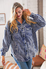 Load image into Gallery viewer, Navy Blue Washed  Cotton Oversized Corduroy Pocketed Shacket
