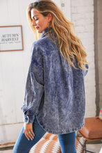 Load image into Gallery viewer, Navy Blue Washed  Cotton Oversized Corduroy Pocketed Shacket
