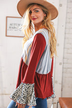 Load image into Gallery viewer, Berry Hacci Aztec Multistripe Outseam Bell Sleeve Top
