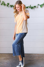 Load image into Gallery viewer, Sunrise Terry V Neck Stripe Color Block Outseam Top
