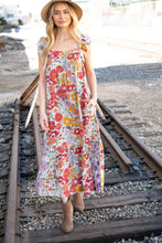 Load image into Gallery viewer, Floral Print Ruffle Cap Sleeve Square Neck Maxi Dress
