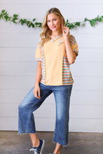 Load image into Gallery viewer, Sunrise Terry V Neck Stripe Color Block Outseam Top

