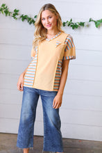 Load image into Gallery viewer, Sunrise Terry V Neck Stripe Color Block Outseam Top
