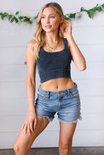 Load image into Gallery viewer, Ash Black Washed Rib Cropped Square Neck Tank
