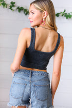 Load image into Gallery viewer, Ash Black Washed Rib Cropped Square Neck Tank
