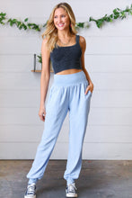 Load image into Gallery viewer, Spring Blue Woven Airflow Wide Waistband Jogger
