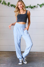 Load image into Gallery viewer, Spring Blue Woven Airflow Wide Waistband Jogger
