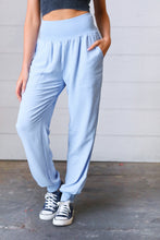 Load image into Gallery viewer, Spring Blue Woven Airflow Wide Waistband Jogger
