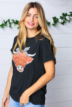 Load image into Gallery viewer, Black Cotton Cow Graphic Knit Tee
