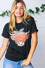 Load image into Gallery viewer, Black Cotton Cow Graphic Knit Tee
