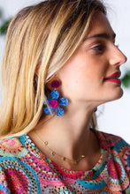 Load image into Gallery viewer, Blue &amp; Magenta Glitter Mod Daisy Earrings
