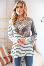 Load image into Gallery viewer, Leopard &amp; Camo Asymmetrical Chevron Outseam Top
