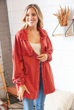 Load image into Gallery viewer, Terracotta Terry Button Down Oversized Shirt Shacket
