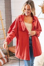 Load image into Gallery viewer, Terracotta Terry Button Down Oversized Shirt Shacket
