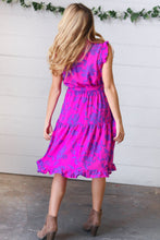 Load image into Gallery viewer, Fuchsia Flower Print Frilled Bolero Waist Tie Dress
