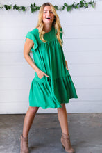 Load image into Gallery viewer, Green Yoke Poplin Woven Dress
