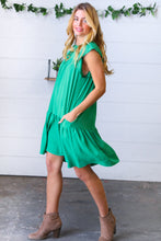 Load image into Gallery viewer, Green Yoke Poplin Woven Dress
