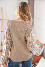 Load image into Gallery viewer, Beige Two-Tone Wool Rib Loose Fit Sweater Top
