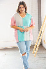 Load image into Gallery viewer, Oatmeal/Mint Linen Dolman Thermal Outseam Top
