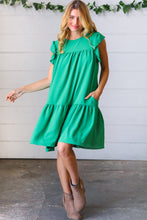 Load image into Gallery viewer, Green Yoke Poplin Woven Dress
