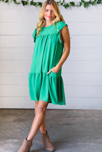 Load image into Gallery viewer, Green Yoke Poplin Woven Dress
