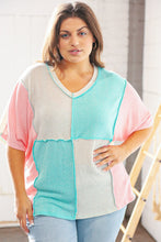 Load image into Gallery viewer, Oatmeal/Mint Linen Dolman Thermal Outseam Top
