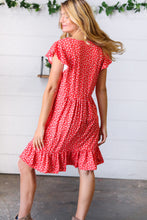 Load image into Gallery viewer, Cherry Red Ditzy Floral Babydoll Midi Dress
