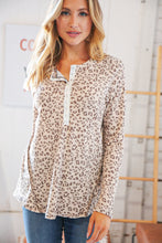 Load image into Gallery viewer, Beige Thermal Leopard Snap Button Down Top
